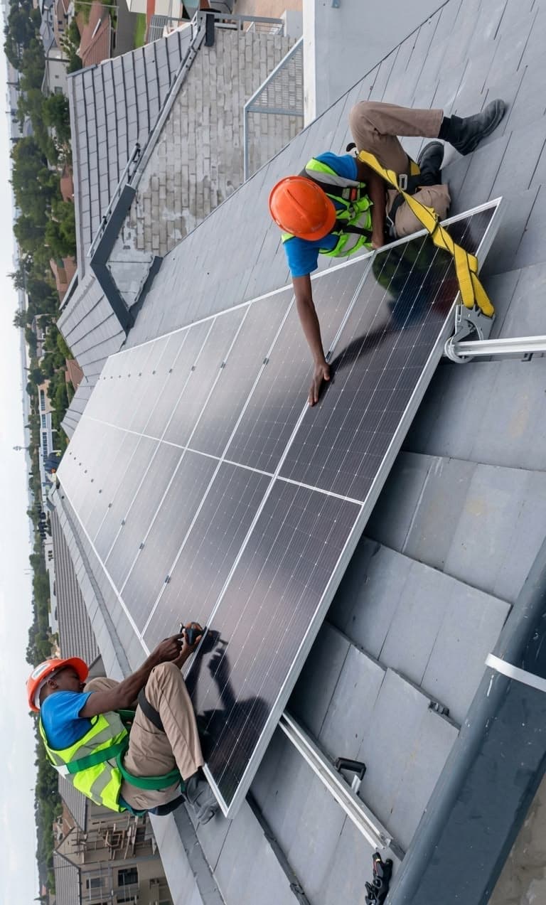 Solar panels installed at a rural school in Lupane